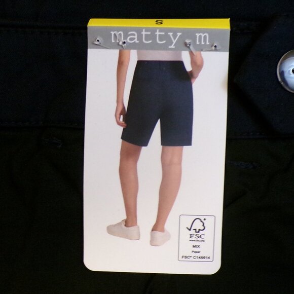 MATTY M 2 Pair Women's NWT Bermuda Shorts Flat Front Navy Blue & Beige Sm - Picture 5 of 9